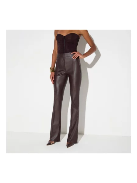 Pantaloni Elisabetta Franchi din piele maro