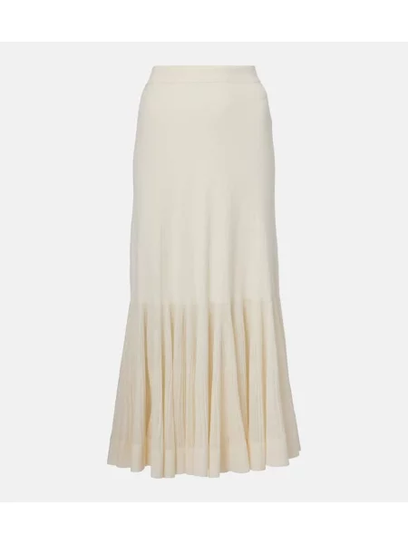 Fusta plisata Zimmermann tricotate plisată până la genunchi alb