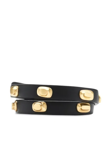 Brăţară Ferragamo din piele cu tepi negru