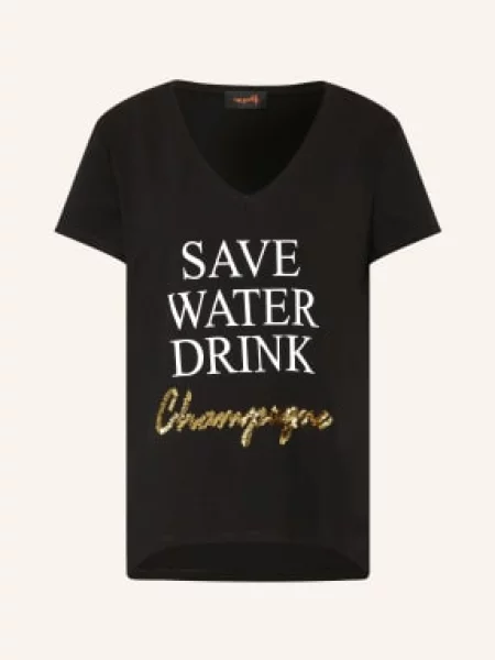 Miss Goodlife Koszulka Z Cekinami schwarz czarna