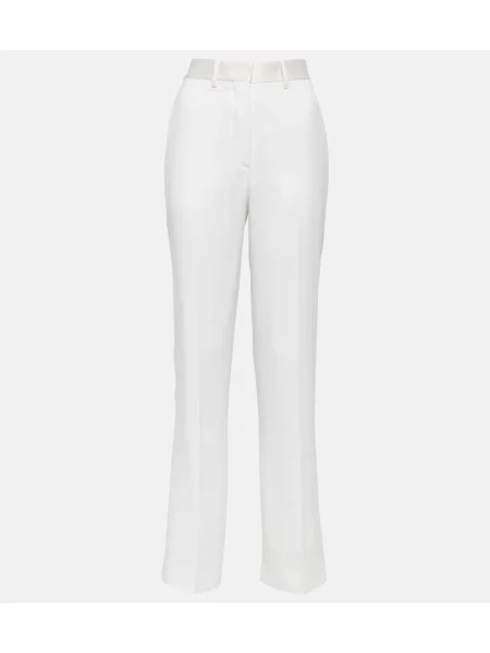 Pantaloni Victoria Beckham cu talie înaltă alb