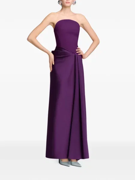 Rochie maxi Solace London drapată fără bretele violet