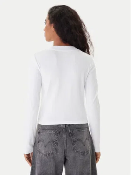 Calvin Klein Jeans majica dugih rukava ženska od pamuka s elastanom bijela