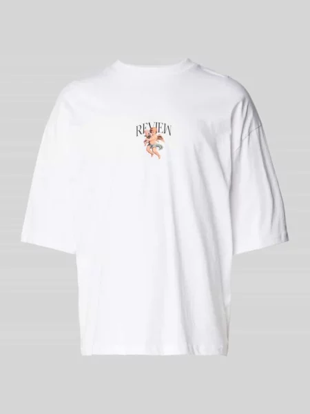 T-shirt z nadrukiem z logo Review biała