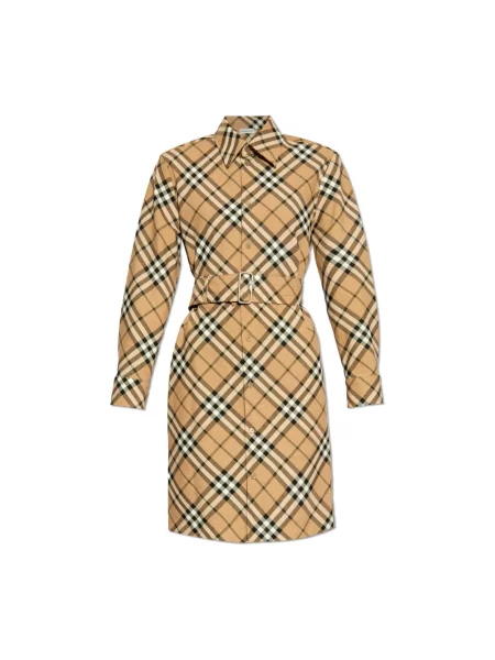 Sukienka Burberry w kratę beżowa