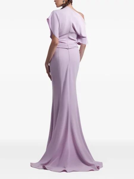 Sukienka maxi Gemy Maalouf asymetryczna drapowana garniturowa fioletowa