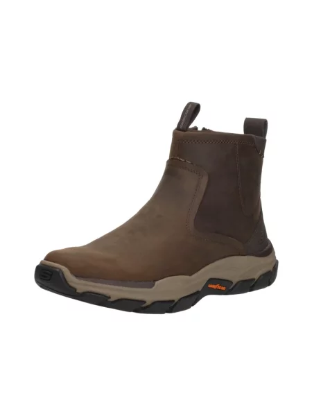 Botki Skechers skórzane brązowe