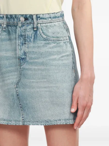 Fustă din denim Rag & Bone zdrențuiți albastru
