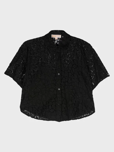 Мереживна укорочена блуза Michael Kors чорна