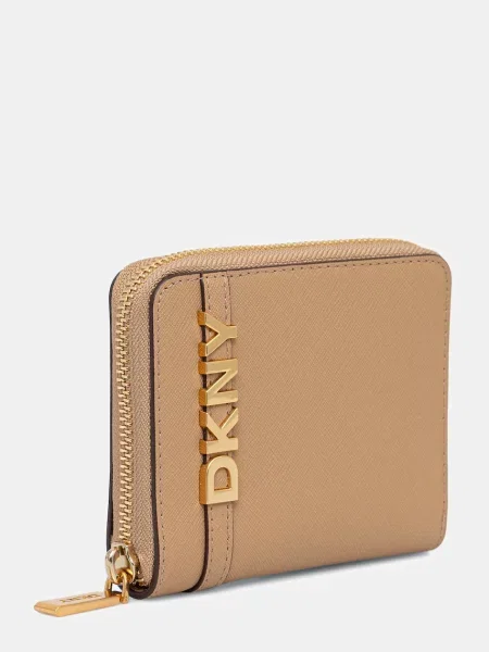 Шкіряний гаманець Dkny бежевий