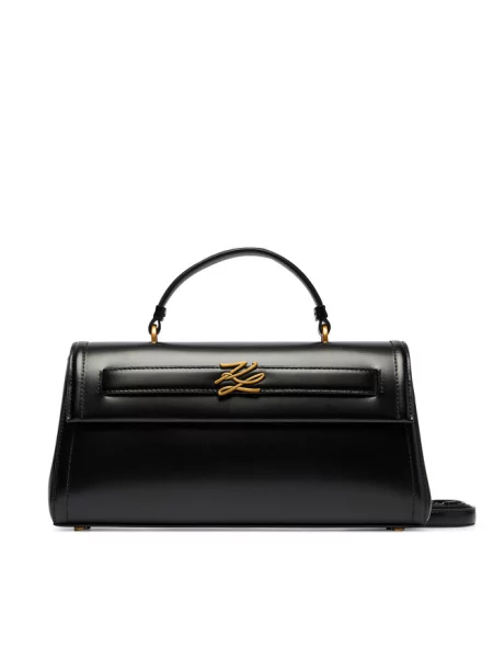Karl Lagerfeld torebka skórzana K/AUTOGRAPH czarna