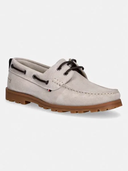 Tommy Hilfiger mokasini semišasti HILIFGER LIGHT SDE BOAT SHOE bež