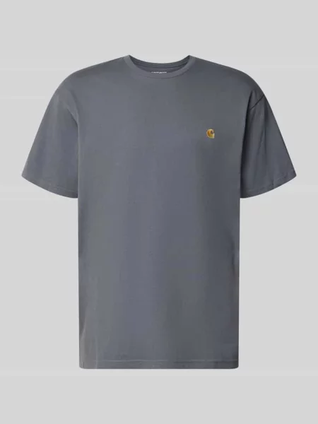 T-shirt z Wyhaftowane logo i Okrągły dekolt Carhartt Work In Progress