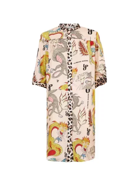 Sukienka koszulowa La Prestic Ouiston z nadrukiem garniturowa różowa