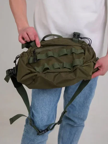 Кожаная поясная сумка Tobeyou хаки