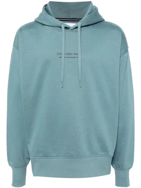 Hanorac cu glugă Calvin Klein Jeans cu imagine albastru
