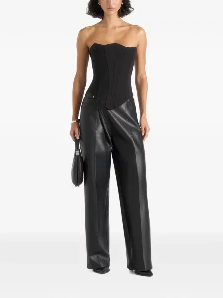 Pantaloni Manière De Voir din piele negru