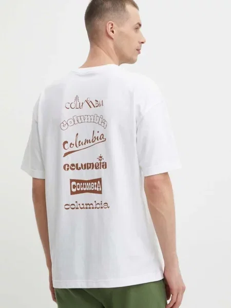 Columbia t-shirt Burnt Lake z nadrukiem biały