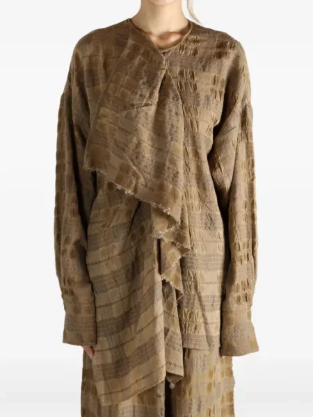 Top Uma Wang în carouri drapat maro