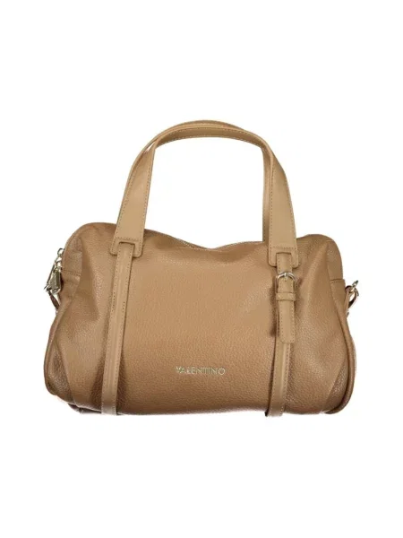 Lniana torebka Valentino Bags brązowa