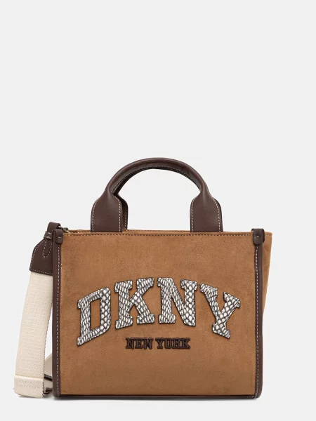 DKNY geantă pentru femei cu imitație de piele întoarsă bej