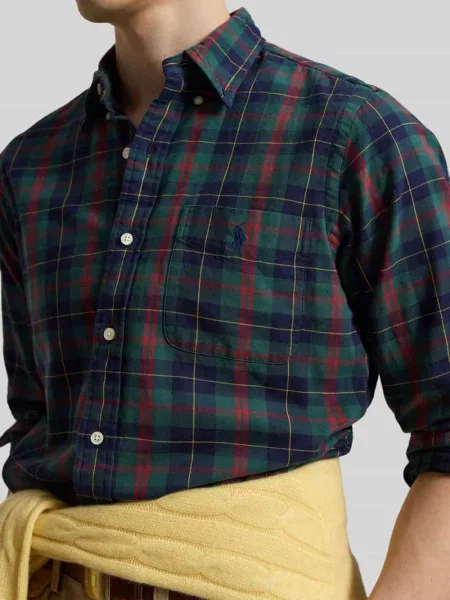 Koszula casualowa o kroju regular fit z brustaszą Polo Ralph Lauren granatowa