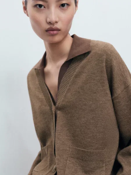 Кардиган MANGO акрил/поліестер коричневий