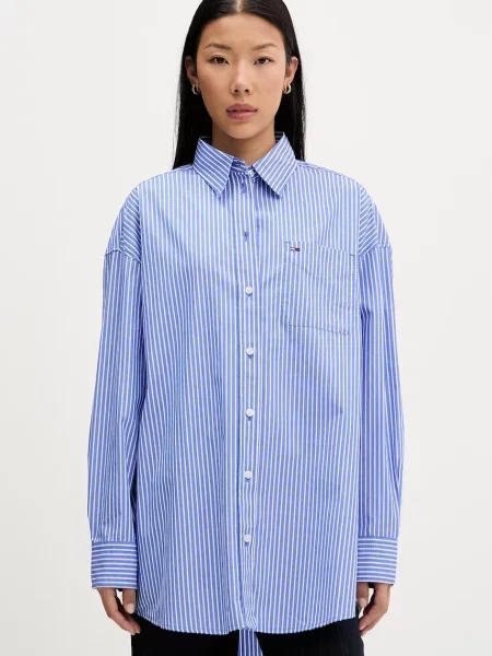 Tommy Jeans Cămașă Essential Oversize albastru