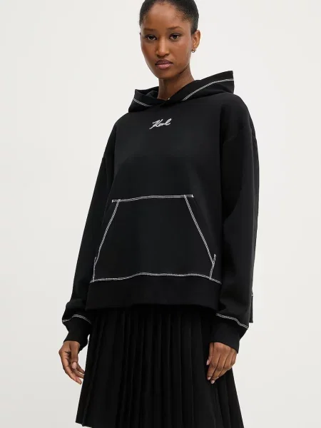 Karl Lagerfeld bluza z kapturem wzorzysta czarny