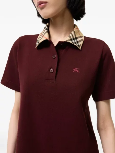 Gulerat rochie tip cămașă Burberry în carouri roșu