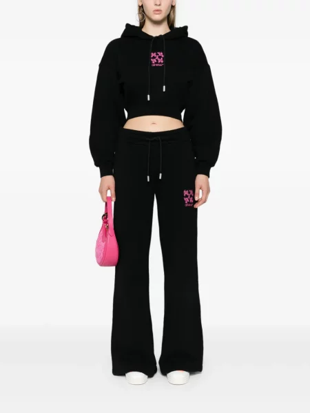 Decupat hanorac cu glugă Off-white cu broderie alb