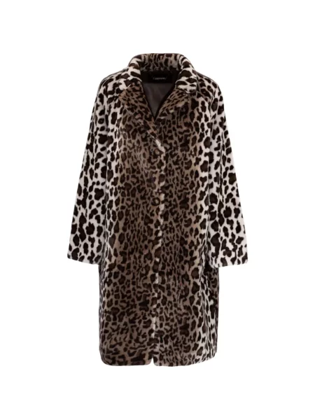 Palton de blană Lou Andrea cu imagine cu model leopard cu blană maro