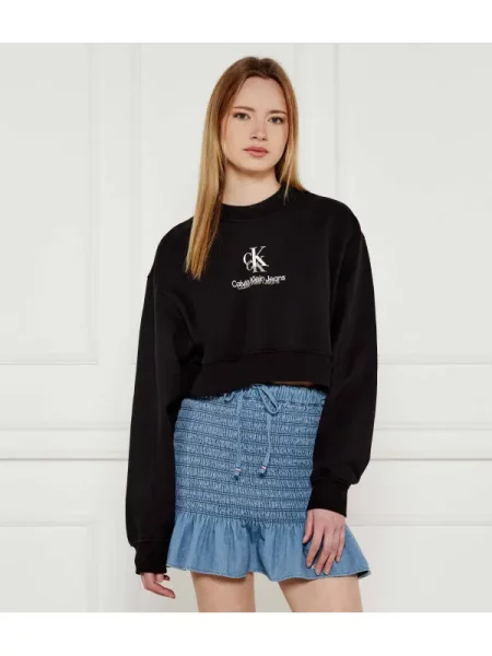 Calvin Klein Jeans Pulóver | Cropped Fit fekete