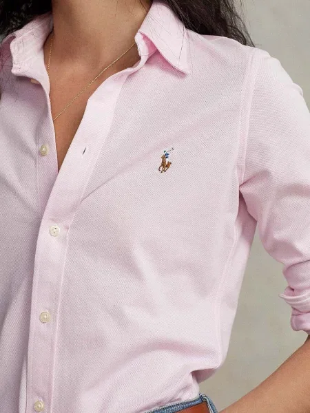 Классическая ошейниковый рубашка Polo Ralph Lauren розовая