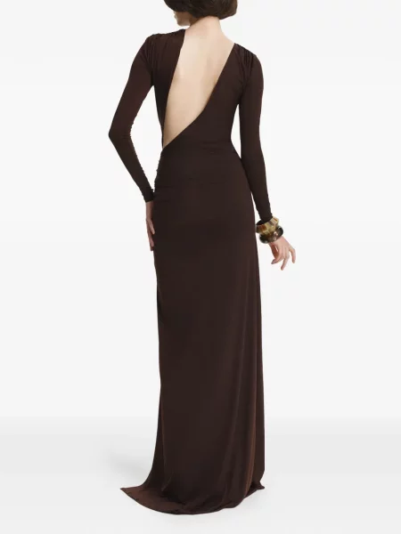 Rochie maxi 2310 Studio cu volane maro