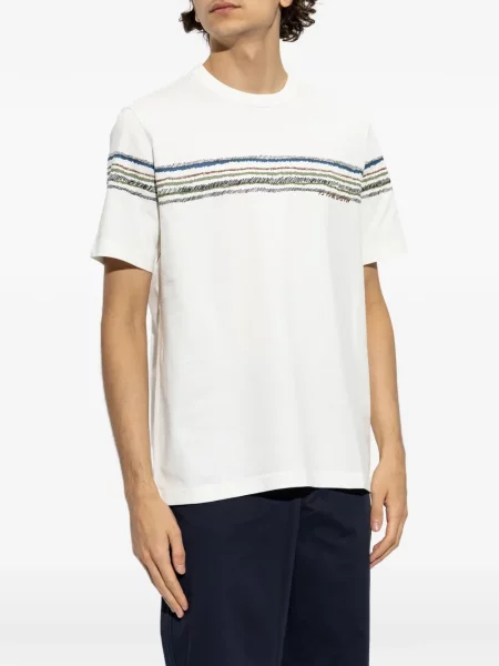 Tricou Ps Paul Smith cu dungi cu imagine alb