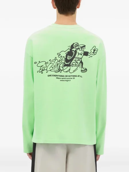 Dlouhé tričko Msgm s potiskem zelené