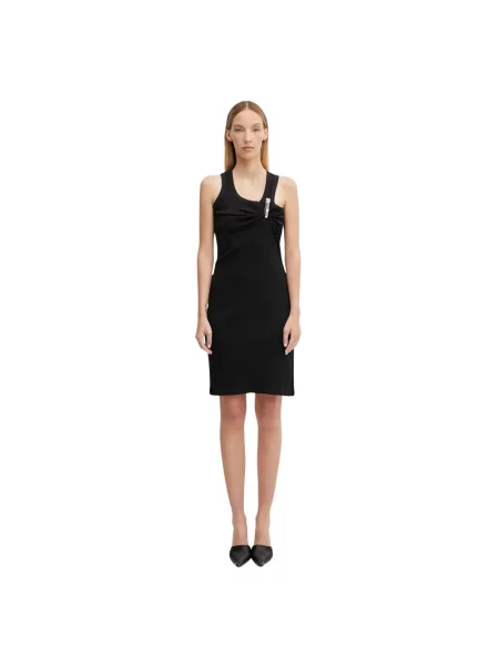 Coperni sukienka Washing Clip Rib Dress midi dopasowana czarny