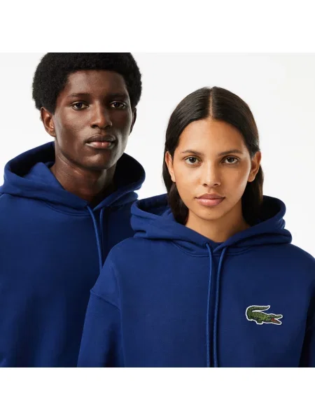 Lacoste Bluza Z Kapturem Unisex Loose Fit Organic Cotton granatowa