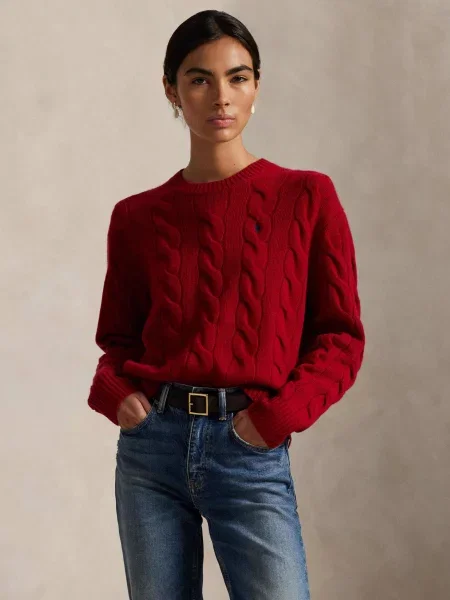 POLO RALPH LAUREN De lână pulover cu adaos de cașmir roșu
