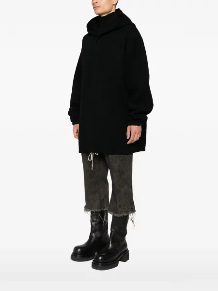 Palton Rick Owens cu glugă negru