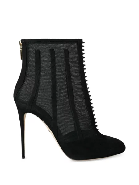 Cizme scurte Dolce & Gabbana din piele de căprioară alb