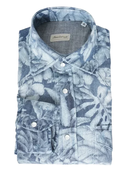 Риза Sartorio Napoli на цветя синьо