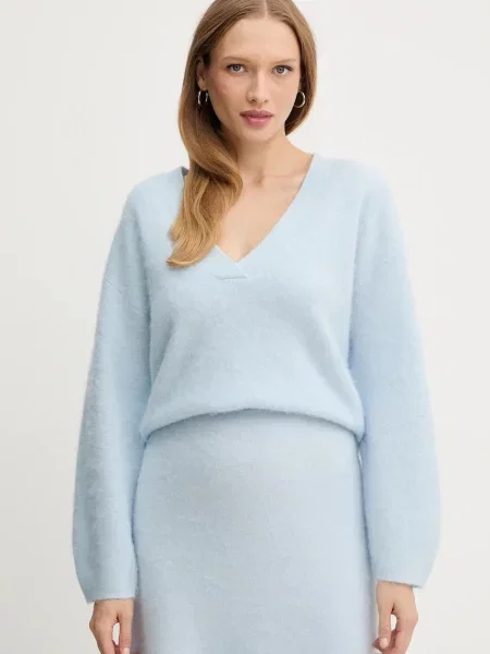 BOSS Orange pulover din amestec de lână albastru