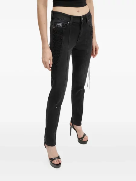 Blugi Versace Jeans Couture din dantelă negru