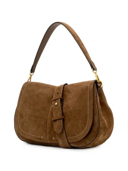 Τσάντα shopper Gianni Chiarini σουέτ με αγκράφα καφέ