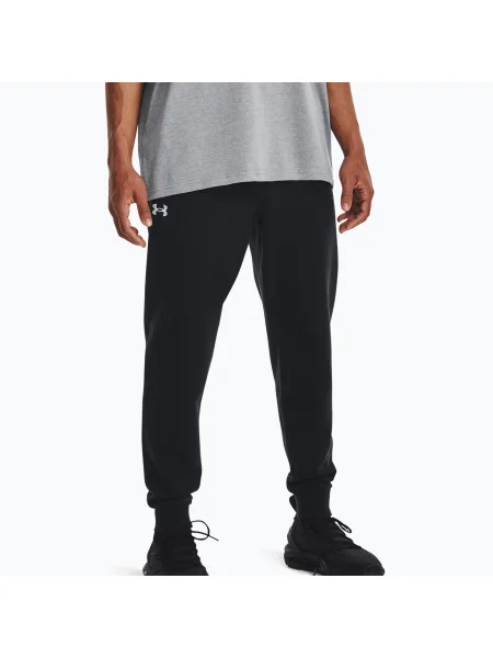 Мъжки тренировъчни панталони Under Armour Rival Fleece Joggers black/white бяло