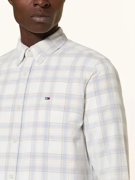 Tommy Jeans Manšestrová Košile Regular Fit bílá/ tmavě modrá/ krémová bílá