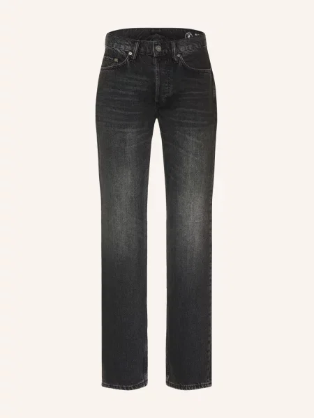 Allsaints Džíny Slim Straight Fit washed black černé