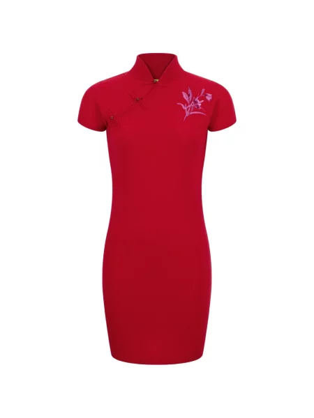 Sukienka mini Shanghai Tang w kwiatki garniturowa czerwona